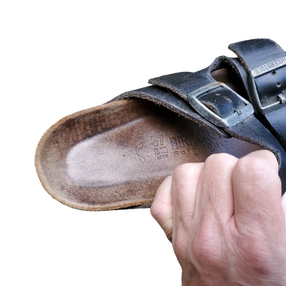 Birkenstock Arizona Sandals Black Leather Well Worn Sz EU 37 - Picture 6 of 10